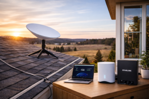 Starlink setup: from roof to desk